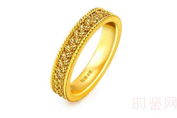 六福珠宝编织纹黄金戒指
